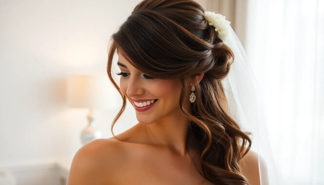 25 Stunning Wedding Hairstyles for Long Hair with Veils That'll Make You Swoon 5