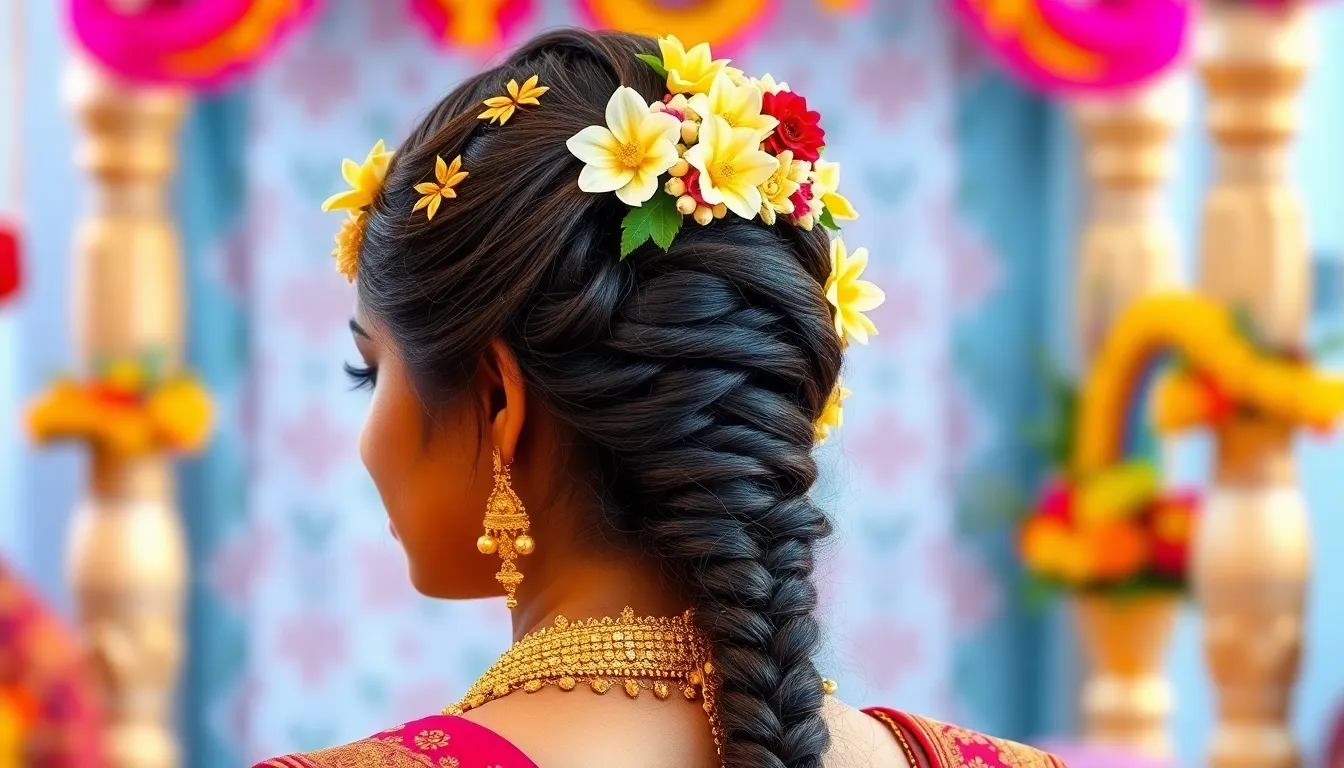 25 Stunning Hairstyles for Indian Weddings: Traditional Braids to Glamorous Updos 10 25 Stunning Hairstyles for Indian Weddings: Traditional Braids to Glamorous Updos 9