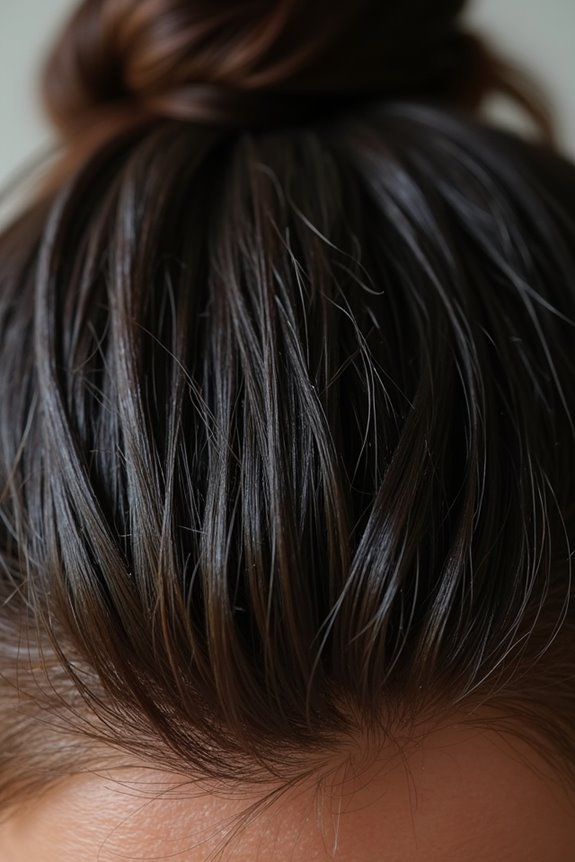 oily roots clumped shiny