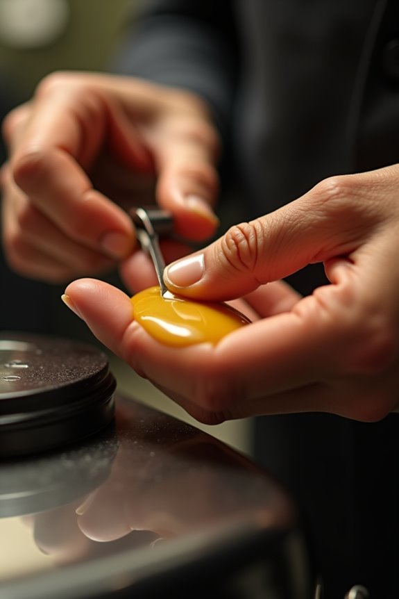 5 Steps to Style Hair With Pomade Like a Pro 2 warm pea sized pomade between fingertips